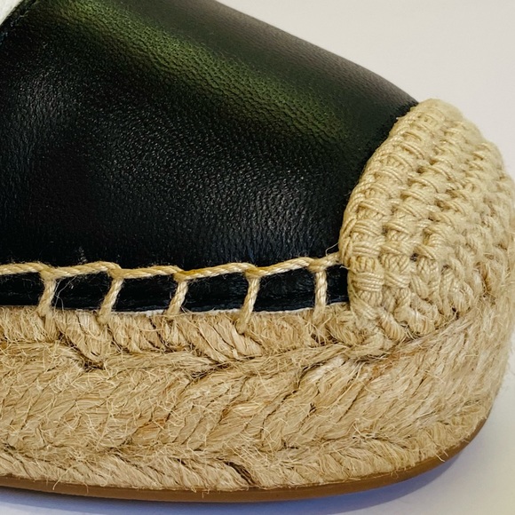 New J. Crew Canvas Espadrille Flats With Leather Cap Toe White Black Siz… - Picture 8 of 15